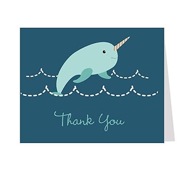 Amazon Com Narwhal Thank You Cards Under The Sea Baby Shower