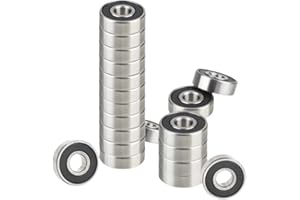 20 Pcs 608 2RS Ball Bearings, Bearing Steel and Double Rubber Sealed Miniature Deep Groove Ball Bearings 8 x 22 x 7mm for Ska