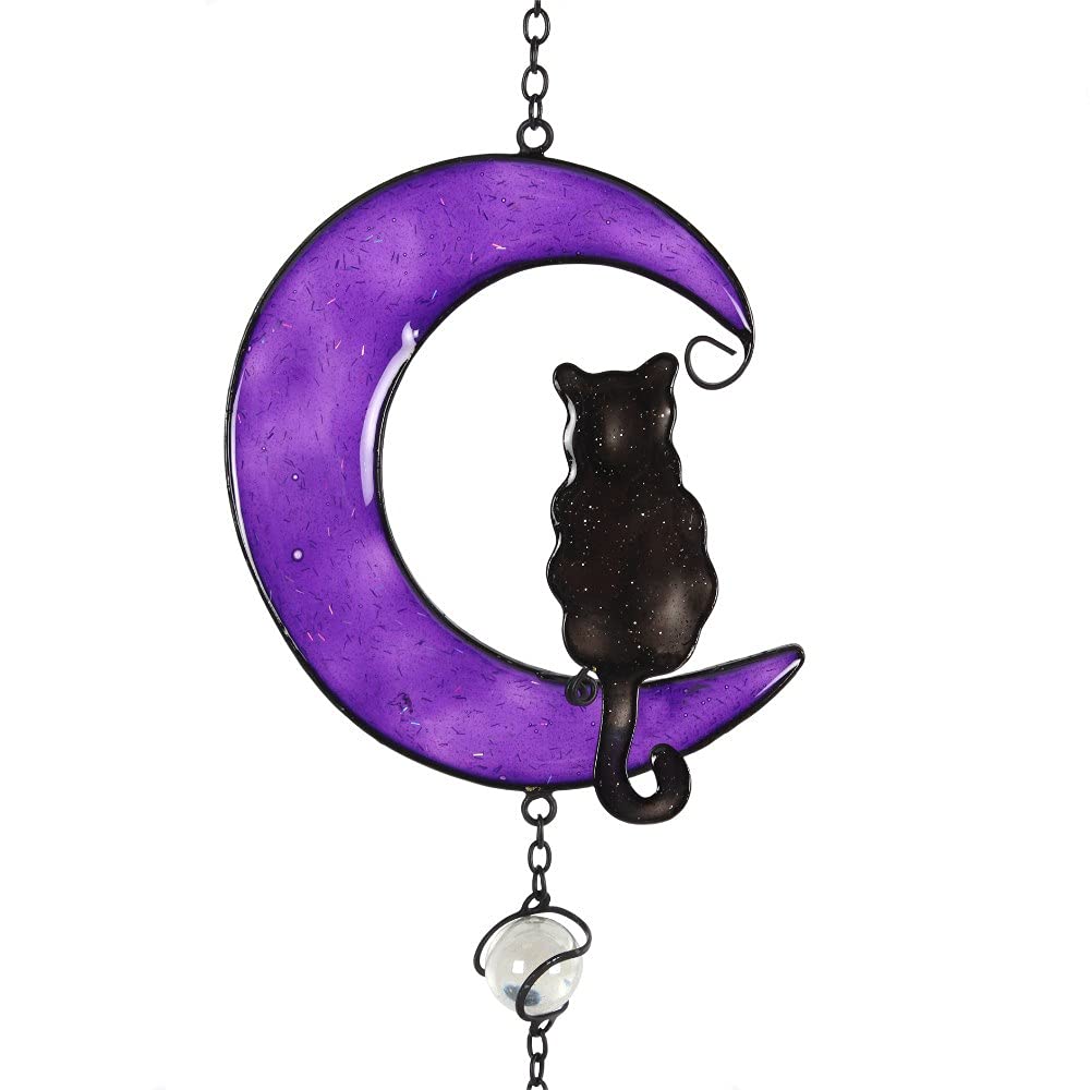 Jones Home & Gift Cat On The Moon Hanging Windchime, 20 inches