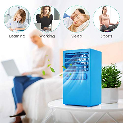 UOKOO Personal Space Air Conditioner, Mini Portable Desktop Fan Personal Misting Table Fan Small Evaporative Air Cooler Circulator Humidifier for Office, Dorm, Room, Outdoor