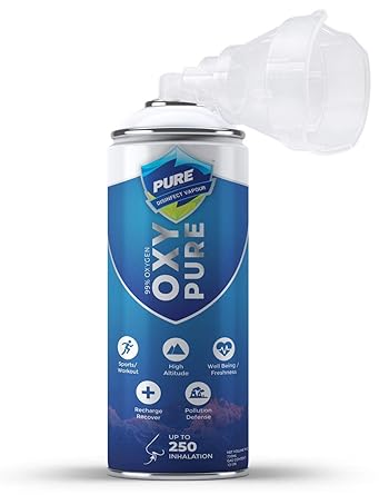Oxy Pure Portable Oxygen Can/Canister/Cylinder with Inbuilt mask, 12 L (250 Breaths Approx.)
