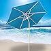 AMMSUN 7ft Beach Umbrella Adjustable Height with Sand Anchor Air Vent Zinc Tilt Silver Coating Inside Telescoping Pole Multicolor Green