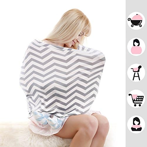 Baby Car Seat Covers,Infant Car Seat Canopy,Nursing Covers,Stretchy Breathable 360 Coverage,Unisex Black and White Stripe