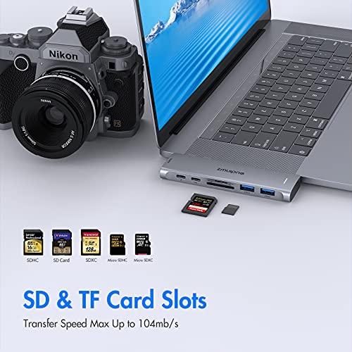 USB C Adapter for MacBook Pro, Air Multiport Accessories, 7 IN 2 Mac Adaptor with 4K HDMI,2 3.0,SD/TF, 100W PD USBC Hub Dongle Pro 2020/2019/2018 16" 15" 13" - Image 5