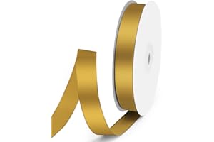 Quhora 5/8" x 50 Yards Satin Ribbon - Gold Silk Ribbon with Spool - Ideal for Gift Wrapping, Floral Bouquets, Crafts, Wedding Party Decorations, Christmas and Sewing Projects