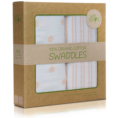 Weesprout organic cotton muslin 47-by-47-inch swaddle b…