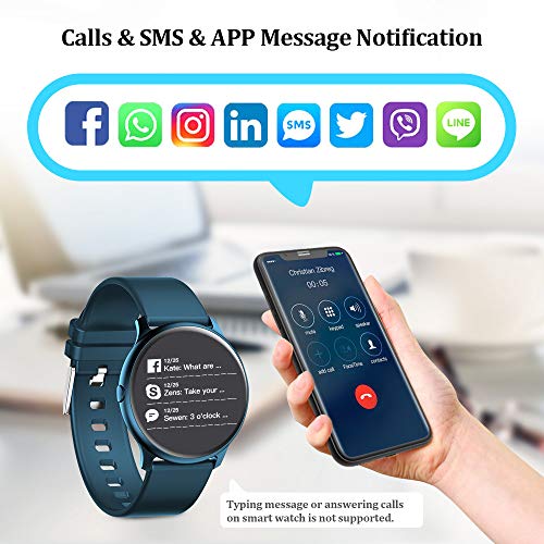Evershop Smart Watch with Heart Rate Monitor Compass for Men Women, IP68 Waterproof Fitness Tracker with Sleep Tracker Pedometer Compatible for Android Phones&iPhone (Marina Blue)