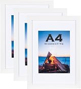 Scholar Tree White Wooden A4 Picture Frame Set of 3 with Mounts