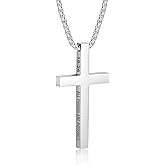 ZRAY Cross Necklace for Men Inspirational Bible Verse Cross Pendant Stainless Steel Cross Chain 22+2inch Christian Jewelry Meaningful Religious Gift for Boys