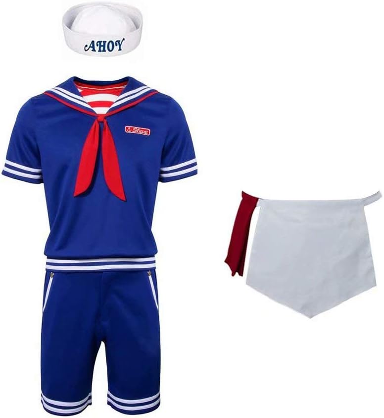 XFei Stranger Things Robin Scoops Ahoy Halloween Costume for Adults/Kids,Popular TV Cosplay Costume Halloween Cosplay Sailor Uniform for Adult Kids with Accessories