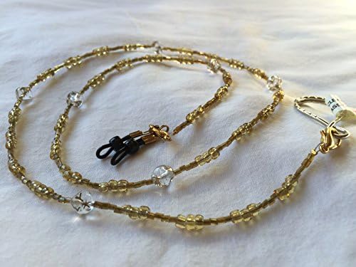 Yellow and Clear Glass Bead Eyeglass Chain 29 Inch