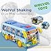 WolVol Shaking Blue Mini School Bus Toy for Toddlers Boys and Girls with Lights and Music, Shakes, Self Driving, Bump and Go Action - Interesting and Fun Toys for Little Kids