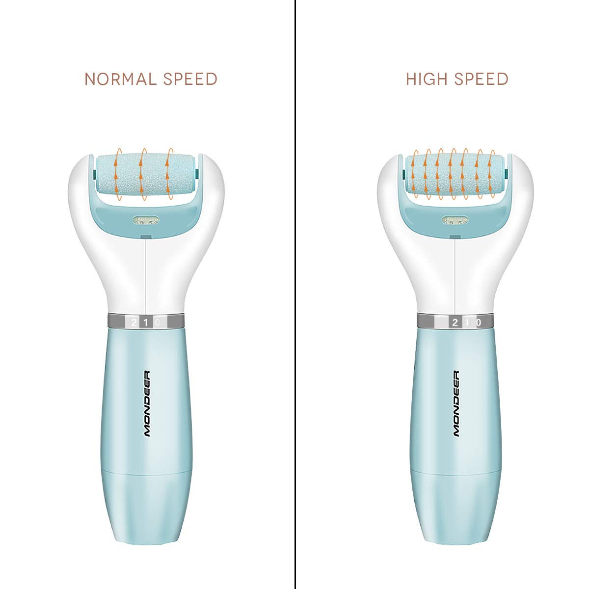 Mondeer Electronic Callus Remover, Blu-ray Disinfection Pedicure Tool, Foot Massage, 3 Rollers Included(Fine Grinding Roller/Rough Grinding Roller/ Massage Roller), Unisex, A Free Foot File Included.