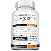 Approved Science Black Seed Oil - Cold Pressed Nigella Sativa - Boost Immunity, Respiratory, Cognitive, and Digestive Health - 2% Thymoquinone - 1 Bottle - 60 Softgels - Made in The USA