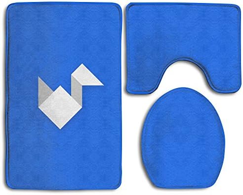 Paper Crane Non-Slip Absorbent 3 Piece Soft Flannel Bathroom Mat Set With 20'' X 31'' Bath Mat, 20'' X 16'' Contour Mat And 14'' X 18'' Lid Cover