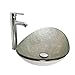 Walcut USBR1046 Bathroom Modern Oval Artistic Glass Vessel Sink with Chrome Faucet & Chrome Pop-up Drain Combo