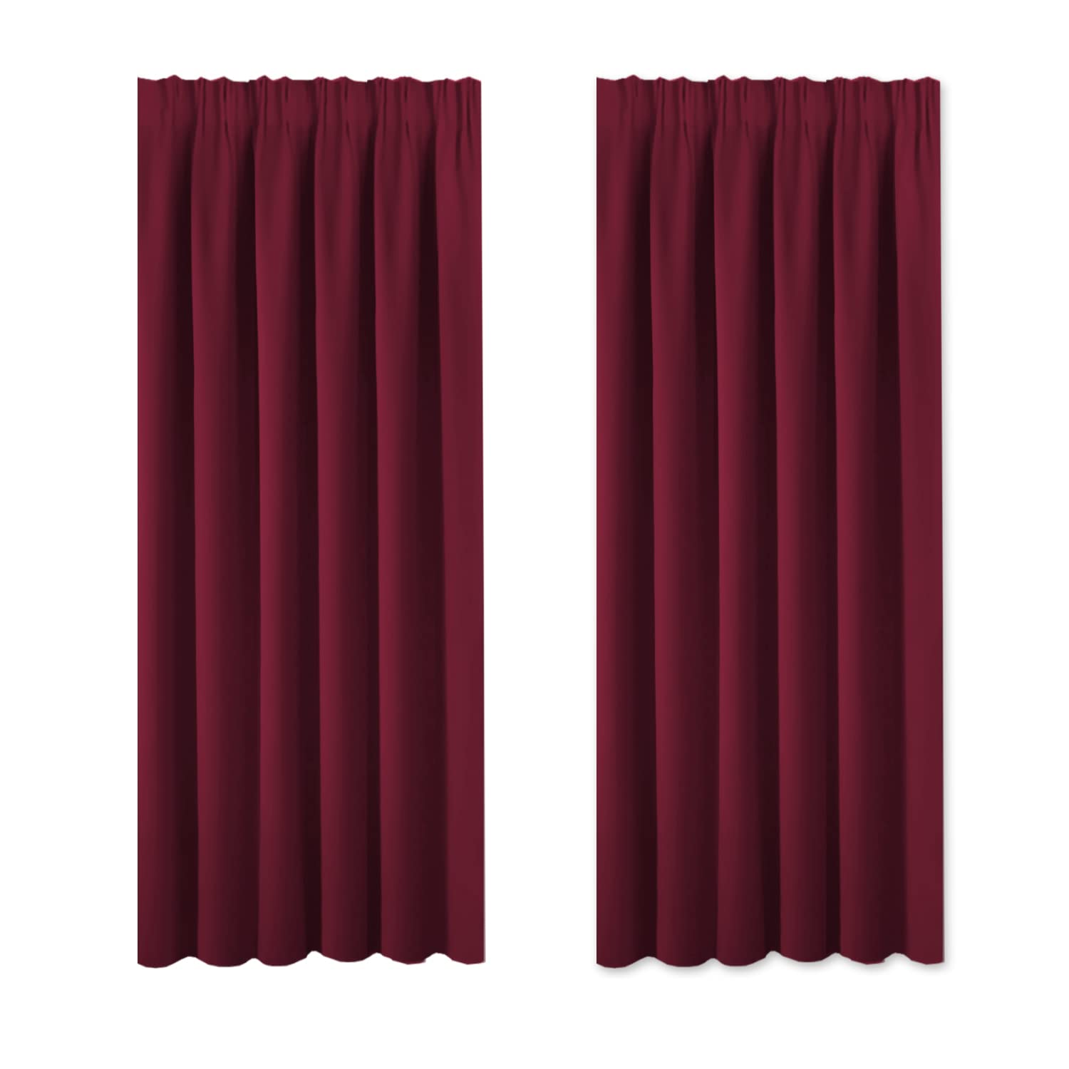 BellaHills Blackout Curtains Room Darkening Thermal Insulated Blackout Pencil Pleat Window Curtain for Living Room, 46 x 72 Inch, 2 Panels, Burgundy