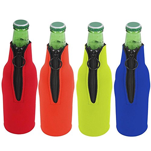 go2buy 8Pcs Beer Bottle Sleeves -Insulators w/Zipper Reversible Colored - Thumbnail 5