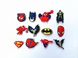 12 Spiderman & Batman Shoe Charms for Croc Shoes & Wristband Bracelet
