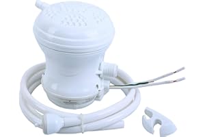 H-YEEU 110V Electric Shower Head Water Heater, Instant Hot Water Heater Shower Head Tankless Bath Pool Cabin Water Shower Head Heater with Plastic Tube（White）