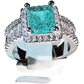 Viyuroyk 925 Sterling Silver Shiny Square Design Emerald Cubic Zirconia Rings Diamond Rings for Women Jewelry Findings Earring Backs Findings (US Code 8)