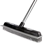 Pet Hair Rubber Broom with Carpet Rake and Squeegee, 2 in 1 Floor Brush for Carpet, 62 inch Adjustable Handle,silicone broom 