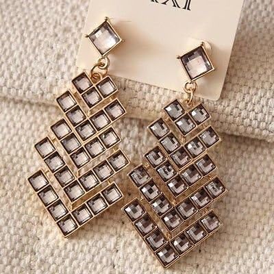 New *Forever21* Pierced Earrings Christmas Women's Jewelry Gold Tone Grey Glass
