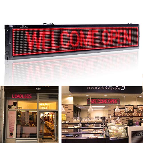 Leadleds 40x6.3 Inches WiFi Scrolling LED Sign Red Message Display Board with Temperature Display, Storefront LED Sign Board for Business, Free App Working with Smartphone and Tablet - Thumbnail 3