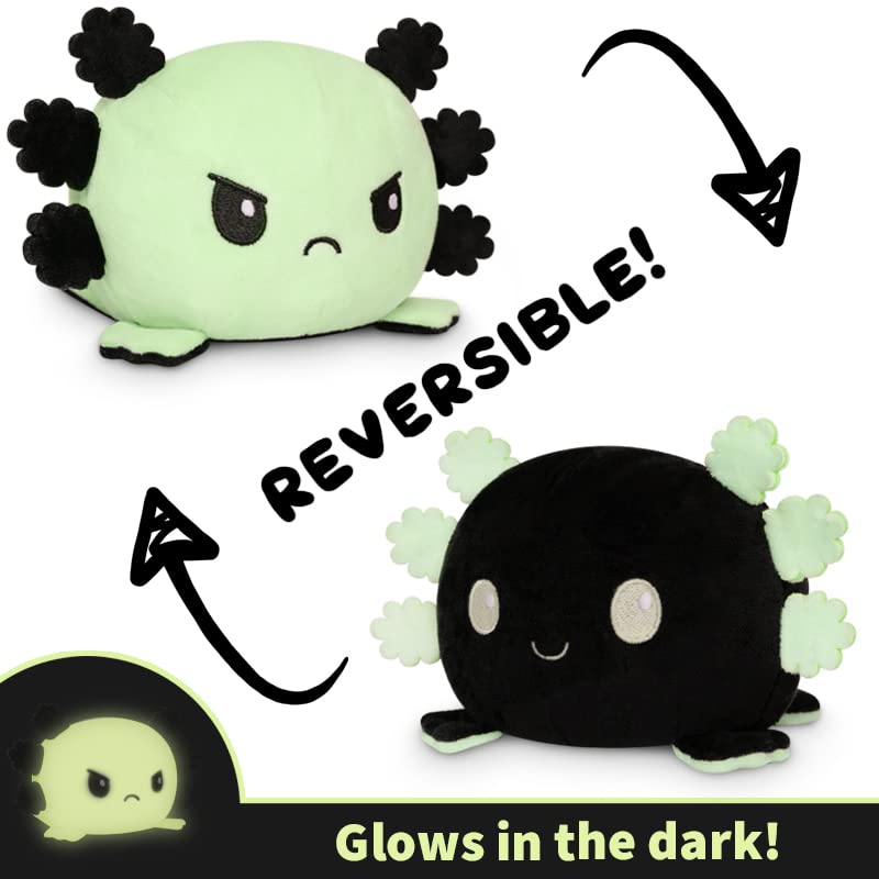 TeeTurtle - The Original Reversible Axolotl Plushie - Glow in the Dark - Cute Sensory Fidget Stuffed Animals That Show Your Mood
