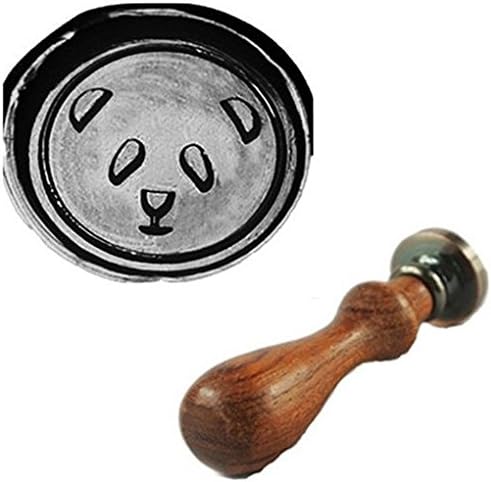 MDLG Lovely Panda Head Wax Seal Stamp Rosewood Handle Set Christmas Card Gift Wrapping Package Sealing Wax Stamp Invitations Package Sealing Stamp Animal Wax Seal Stamp Set