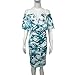 Misaky Women Off Shoulder Dress, Print Straight V-Collar Sleeveless Mini Dress (S, Blue)