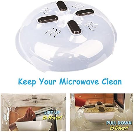 Magnetic Microwave Cover Splatter Guard Plate Lid with Steam Vent by PFFY Clear