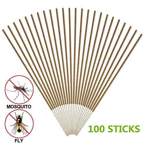 COSYWORLD 100 Sticks Mosquito Repellent Sticks Natural Insect Repellent Incense Sticks 100% Natural and DEET Free, Bamboo Infused with Citronella, Lemongrass