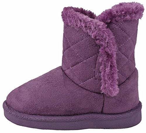 Baby Girls Toddler Warm30F Purple Slouch Buttons/Sweater Knit Faux Fur Lined Soft Sole Infant Boots-9