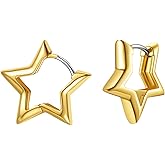FindChic Hypoallergenic Small Star/Heart/Spike/Square Huggie Earrings for Women 14K Gold/Platinum Plated Cute Hoop Earrings Jewelry Gift for Her, with Gift Box