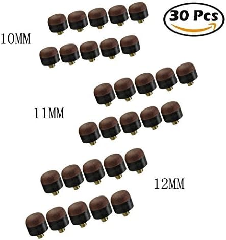10mm&amp;11mm&amp;12mm Screw-on Tips For Pool Snooker Billiards Replacement Parts 30Pcs