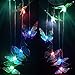 Solar Butterfly Wind Chimes Outdoor- Waterproof Solar Powered LED Changing Light Color 6 Green Butterflies Mobile Romantic Wind-bell For Home, Party, Festival, Night Garden Decoration(blackboard)