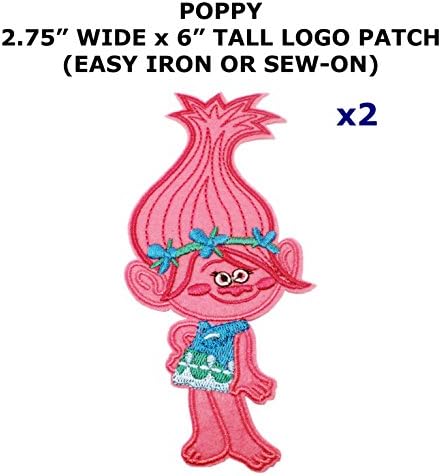 2 PCS Poppy Trolls Cartoon Theme DIY Iron / Sew-on Decorative Applique Patches