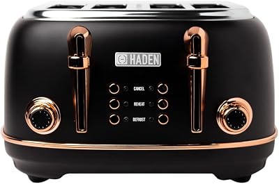Haden Heritage Black 4 Slice Toaster with Adjustable Browning