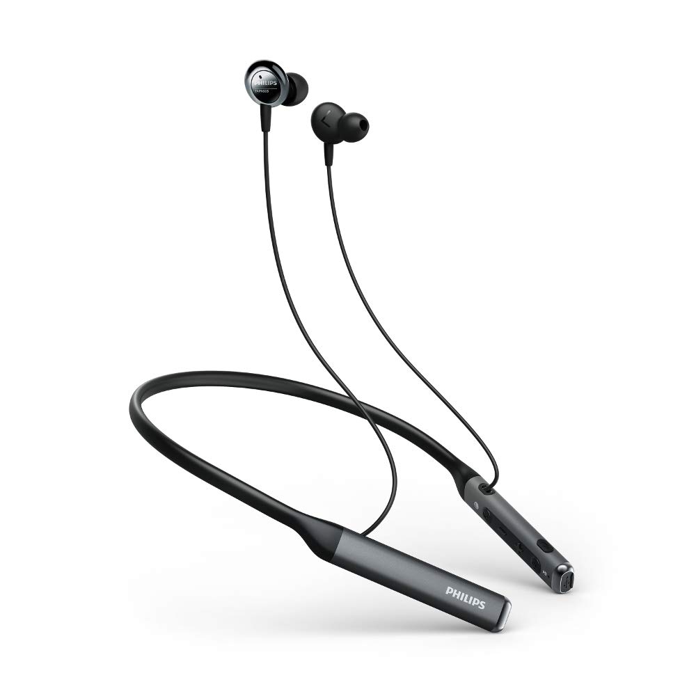 Philips Wireless Neckband Headphones PN505 with Active Noise Canceling, Voice Assistance, Up to 14hours Play time, Hi-Res Audio (TAPN505BK), Black