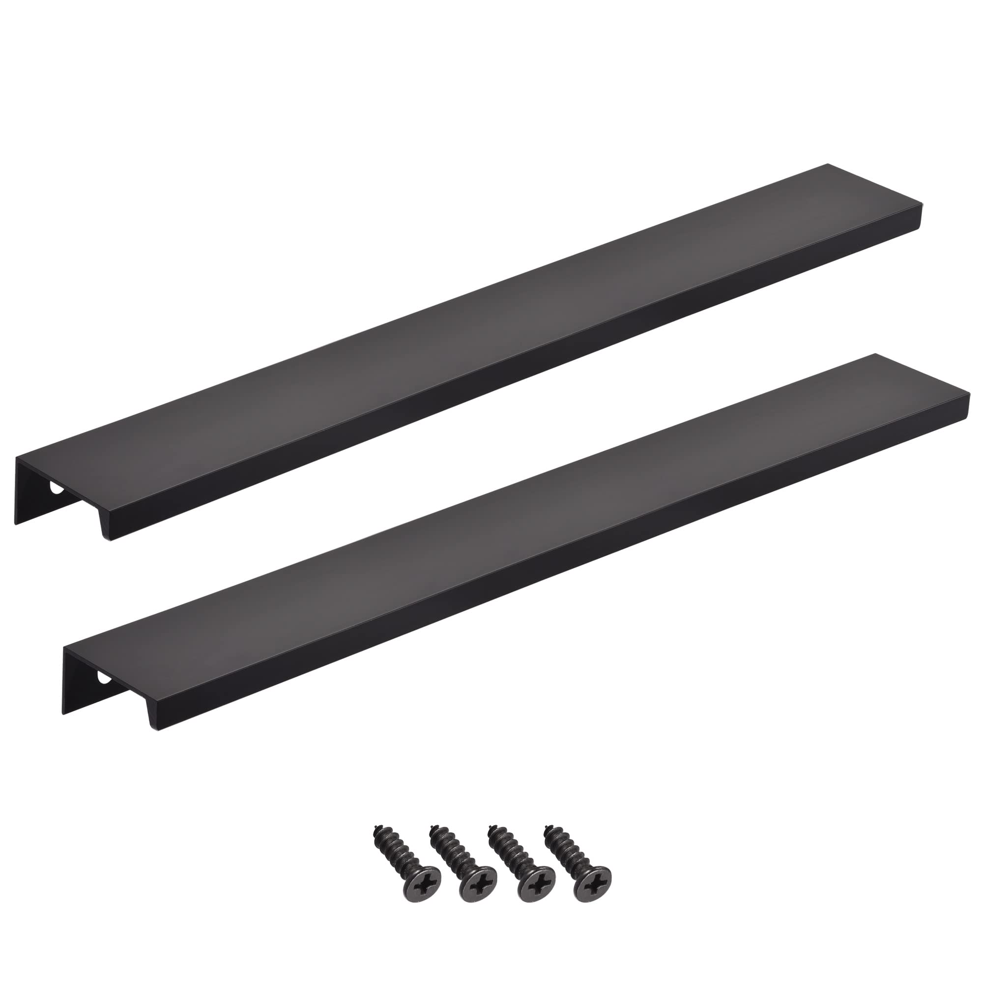 sourcing map Edge Pull Handle 400mm/15.7 Inch Aluminum Alloy Cabinet Drawer Pull Black 2 Pcs