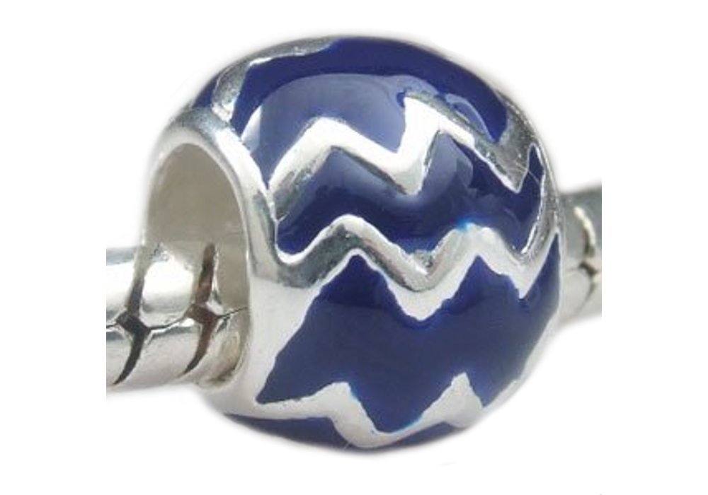 Aquarius - Enamel & Sterling Silver Charm Bead - fits Pandora, Chamilia etc style Bracelets - SpangleBead