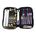 Wisehands Crochet Set 22pcs Hooks in Purple Case Sewing Kits Complete with Scissors, Stitch Markers, Gauge Measure, Yarn Needles, 4.5