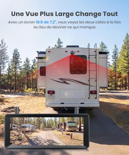 AUTO-VOX 【Wireless Solar Backup Camera】1 min installation, includes special storage bag for car rear view camera, suitable for truck, trailer, van, camper, 7.2 inch and