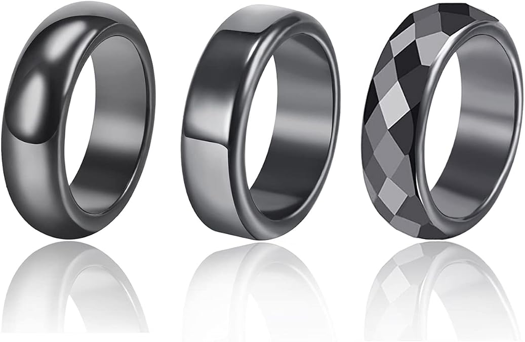 PIANOZZ Anillos de hematita genuinos para el equilibrio de la ansiedad