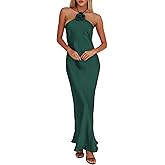 Summer Satin Halter Backless Maxi Dresses for Women 2025 Silk Sleeveless Formal Wedding Guest Long Dress