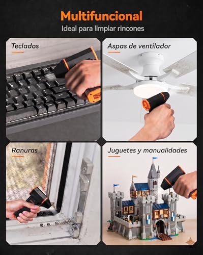 WOLFBOX Sopladora de Aire Inalámbrica MF50, Turbo Potente 110,000 RPM (3 Velocidades, 5000mAh), Limpiador Portátil de Polvo para PC, Teclado, Auto y Asador, 120W