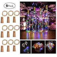 9 Pack 20 LED Wine Bottle Light, Novadeal Cork Shape Light Bottle Mini String Lighting Copper Wire light For Christmas Wedding and Party Decoration - Multi Color