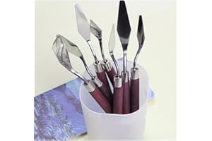 7PCS Palette Knife Set for Acrylic Oil Painting, Stainless Steel Painting Knives with Wooden Handles for Mixing, Spreading & 