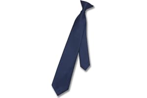 Vesuvio Napoli Boy's CLIP-ON NeckTie Solid NAVY BLUE Color Youth Neck Tie